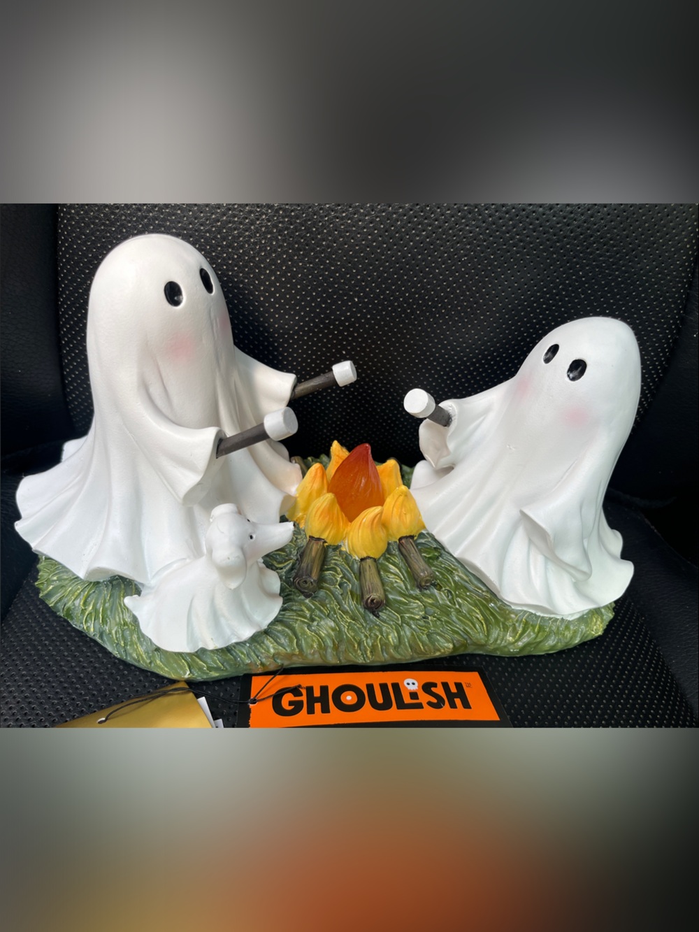 Ghosts Roasting Marshmallows with Orange Flame with dog. LED light